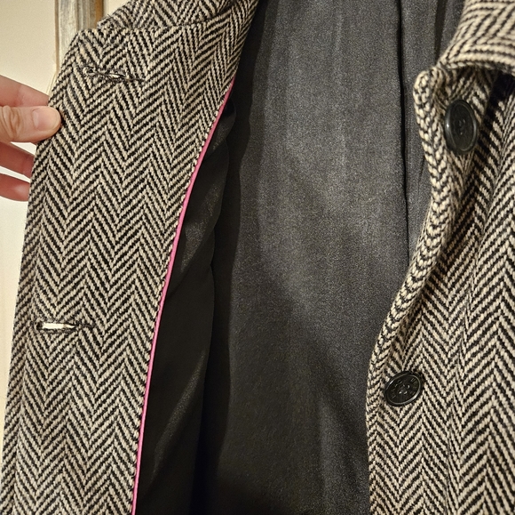 Isaac Mizrahi for Target Herringbone Button Up Wool Coat Jacket Women's Large - Picture 7 of 10